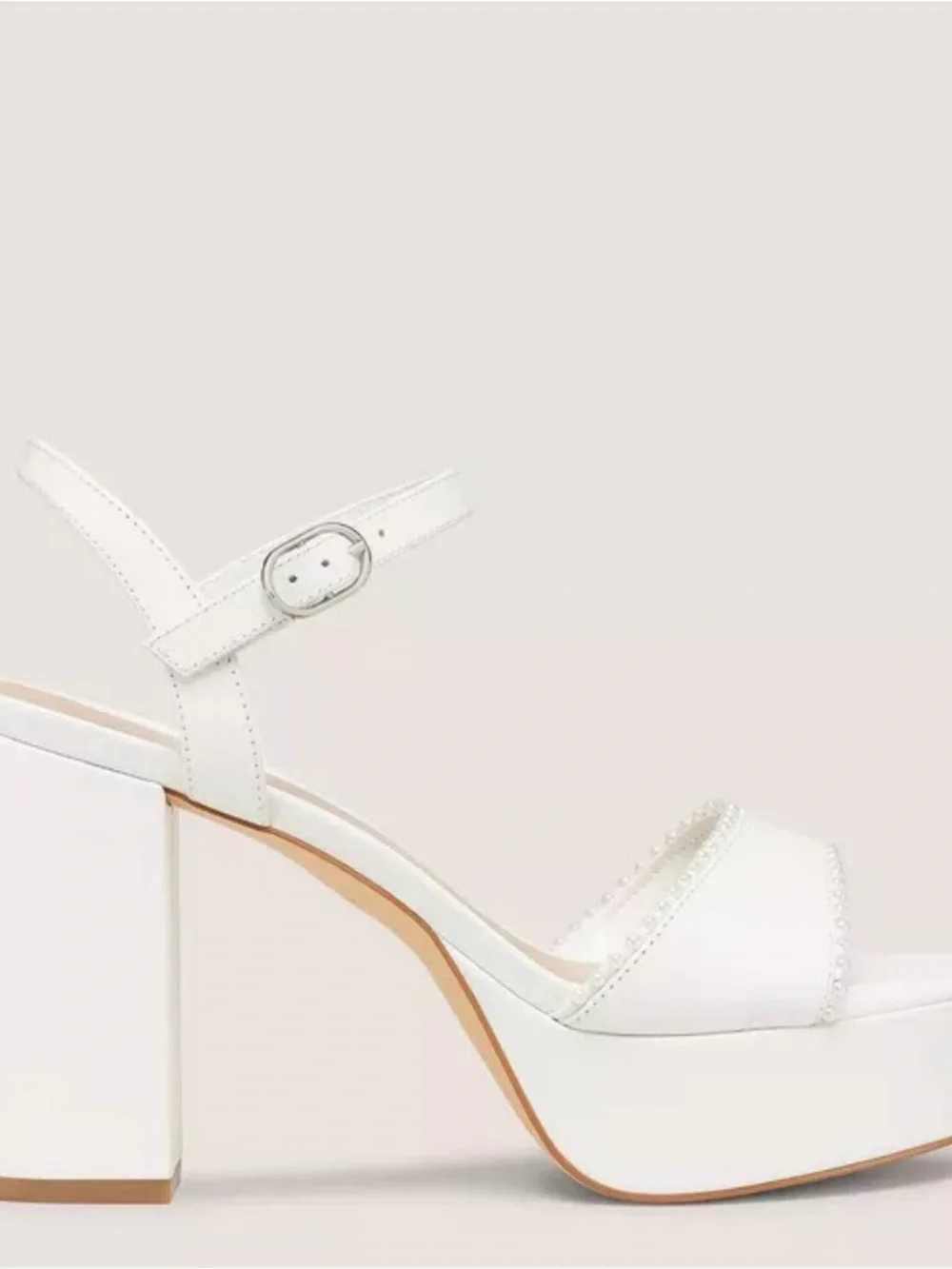 Stuart Weitzman White Platform Block Heel Sandals